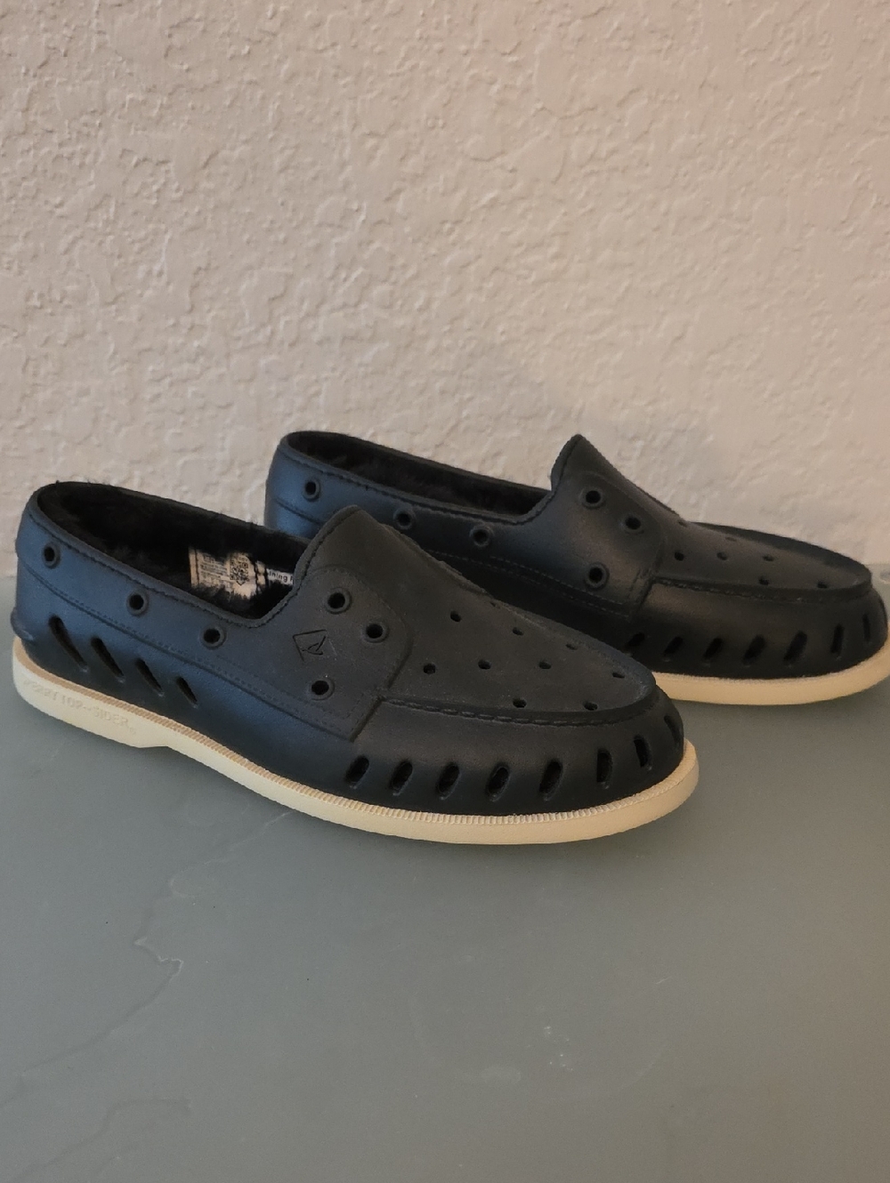 Sperry Authentic Original Float Cozy Boat  Womens Black Flats Size 9